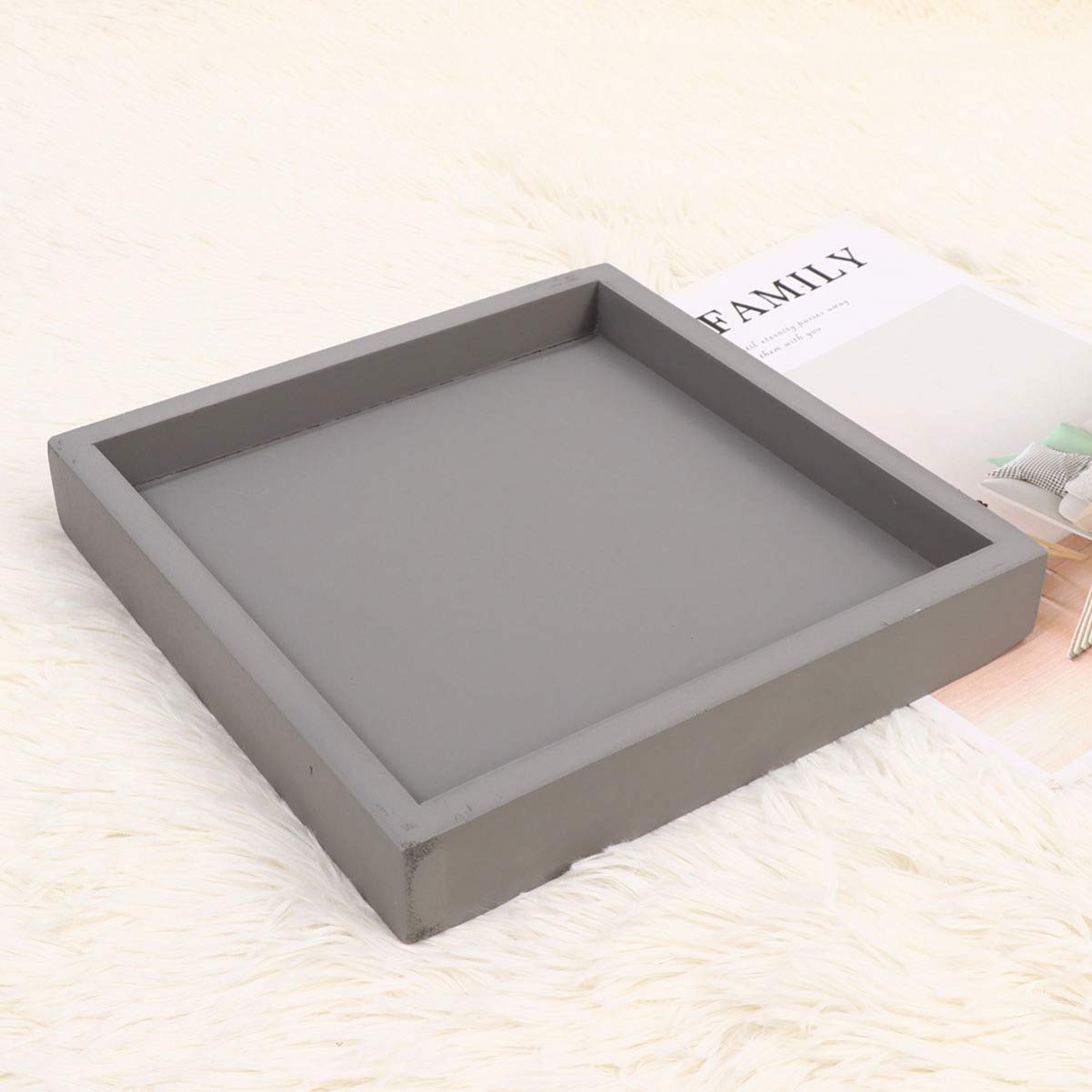 DOITOOL 8.89 Inch Square Thickened Flower Pot Tray Leakproof Plant Saucer Multi-Functional Indoor Balcony Garden Base Grey