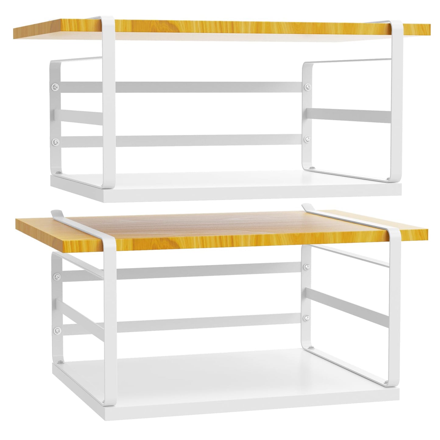 PEKGRIL 2 Pack Large Under Shelf Basket, White Undershelf Storage Basket, Heavy Duty Slide-in Hanging Storage Basket, Metal Under Cabinet Organizer for Kitchen, Pantry, Desk, Bookshelf, Cabinet
