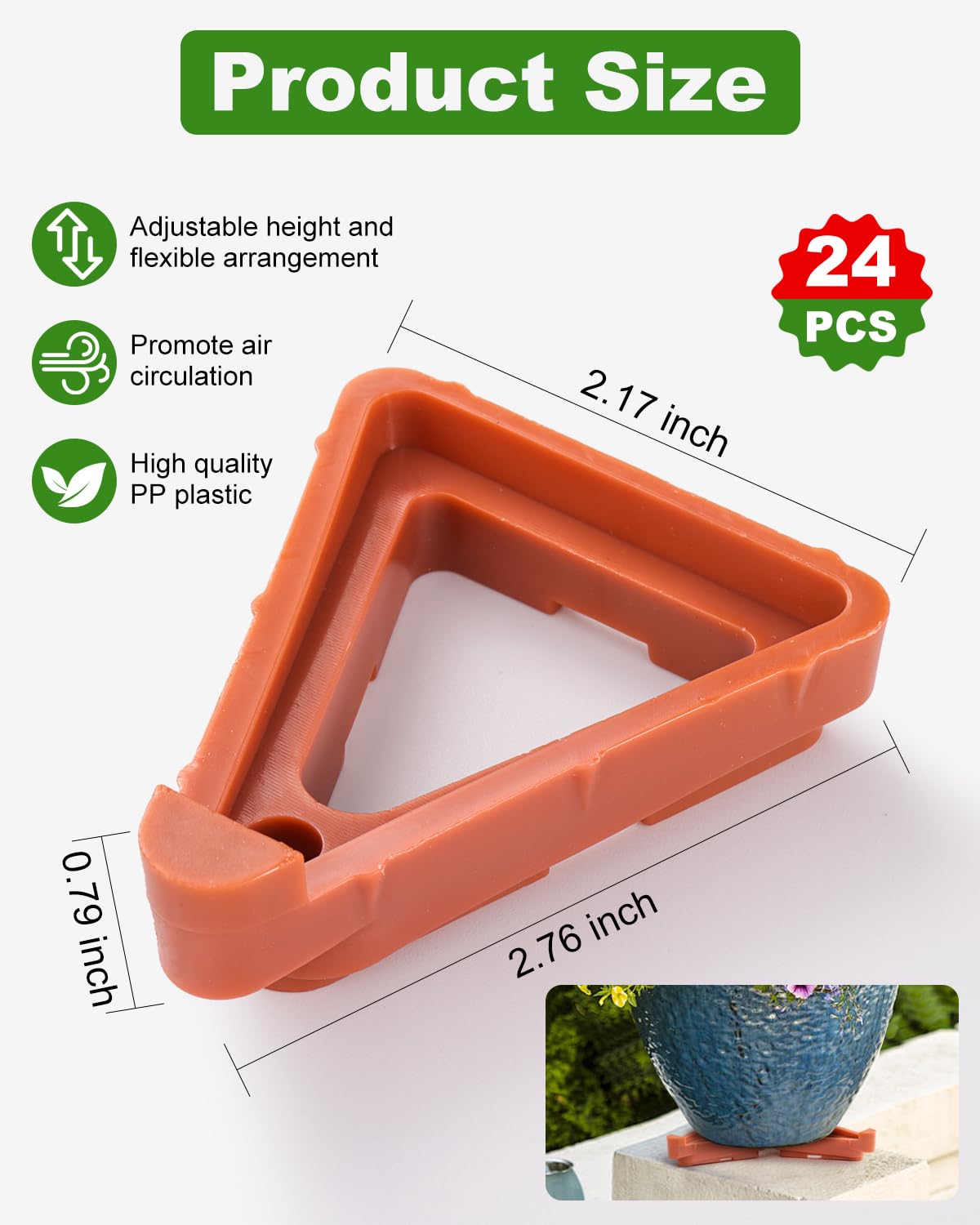 FantasyLife Pot Feet for Outdoor Planters, Invisible Breathable Plant Risers, Moisture-Proof Pot Stands Toes Lifters for Heavy Plants, Stackable Planter Feet for Indoor Outdoor (16pc Orange, Small)