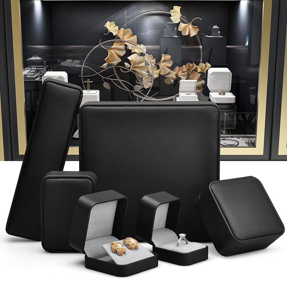 Oirlv Premium Leather Ring Box Small Black Ring Gift Box Proposal Wedding Engagement
