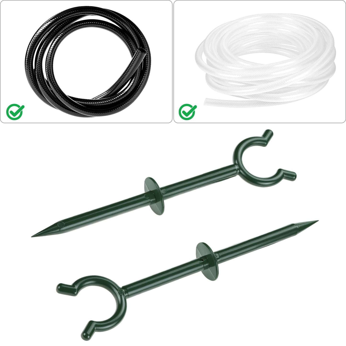 QWORK 3/4" Garden Hose Holder Brackets - 20 Pcs Plastic Outdoor Hose Guide Stakes Support Spike Tool