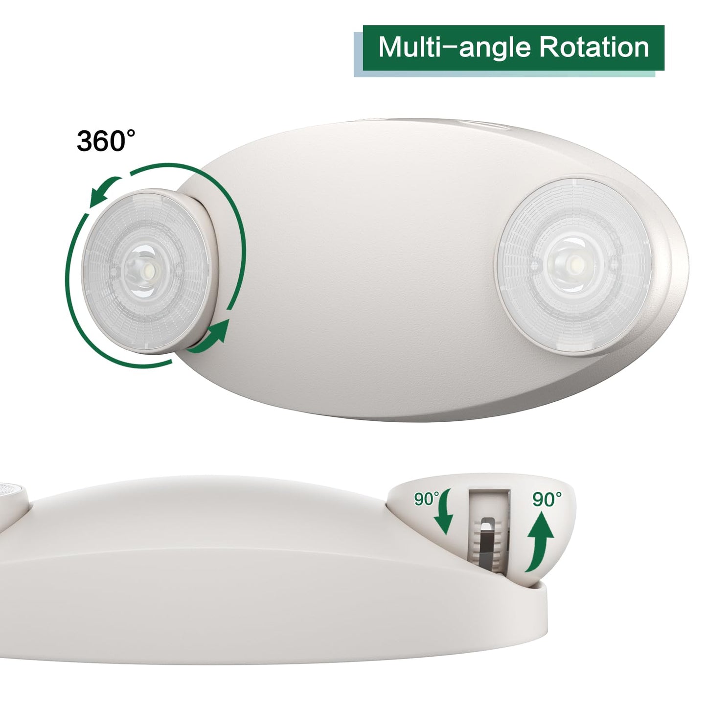 EXITLUX 2 Packs Emergency Lights for Business, Hard Wired, LED Emergency Lights with Battery Backup, 2 Heads Adjustable Commercial Exit Lighting Fixtures, UL 924 Certified, 120/277VC.