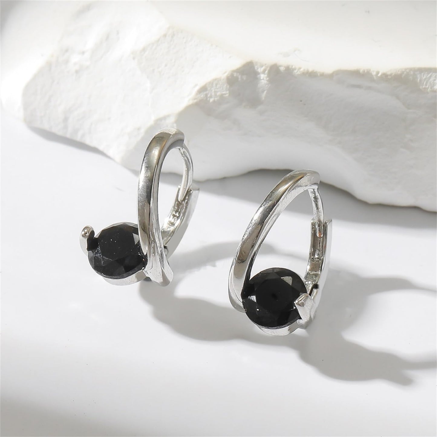 Lymphvity Germanium Crystal Ball Hoop Earrings Gold Silver Plated Unique Colorful Ball Sparkle Rhinestone CZ Lucky Round Circle Dangle Hoop Earrings for Women Minimalist Lymphatic Drainage Jewelry Gifts (Black)