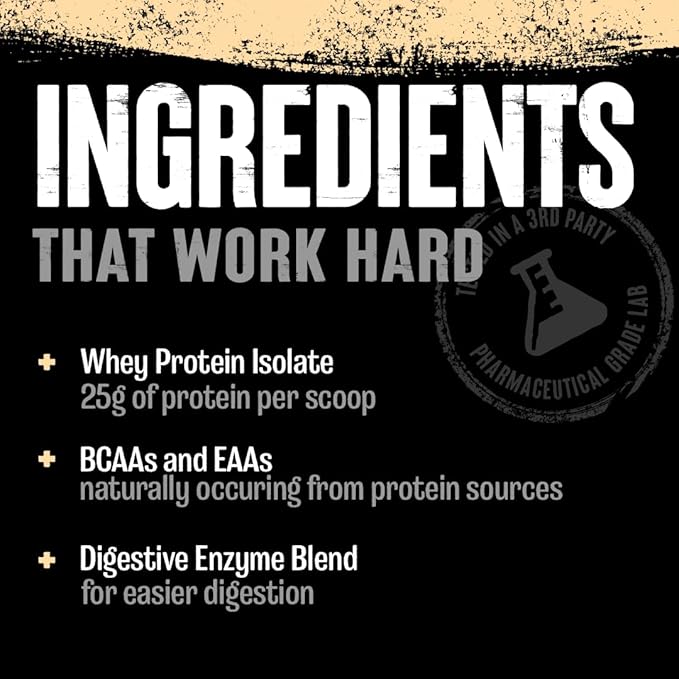 Animal Whey Isolate Protein Powder - Loaded for Pre & Post Workout Muscle Builder and Recovery with Digestive Enzymes for Men & Women - 25g Protein, Great Taste, Low Sugar - Cookies & Cream 10 lbs