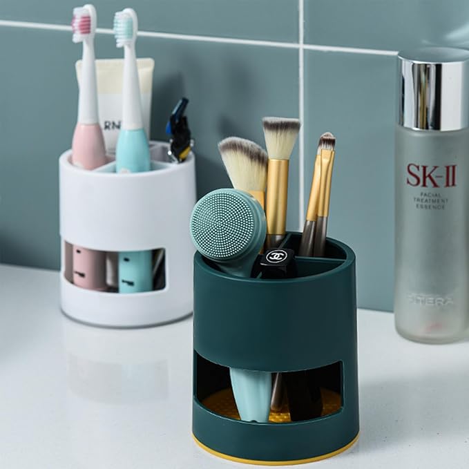 Toothbrush Holder,Toothbrush Holders for Bathrooms, Kids Toothbrush Holder Drainage, 4 Slot Toothbrush and Toothpaste Holder Storage Caddy, Toothpaste Organizer for Shower, Countertop, Vanity,White