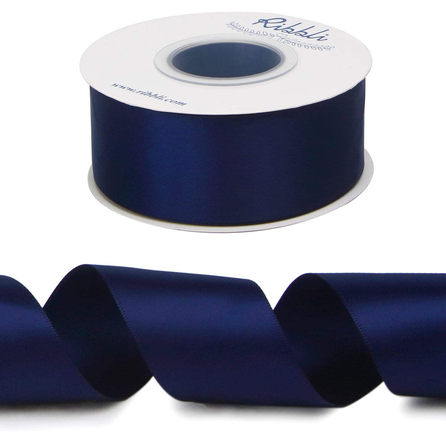 Ribbli Navy Double Faced Satin Ribbon,1-1/2” x Continuous 25 Yards,Use for Bows Bouquet,Gift Wrapping,Wedding,Floral Arrangement