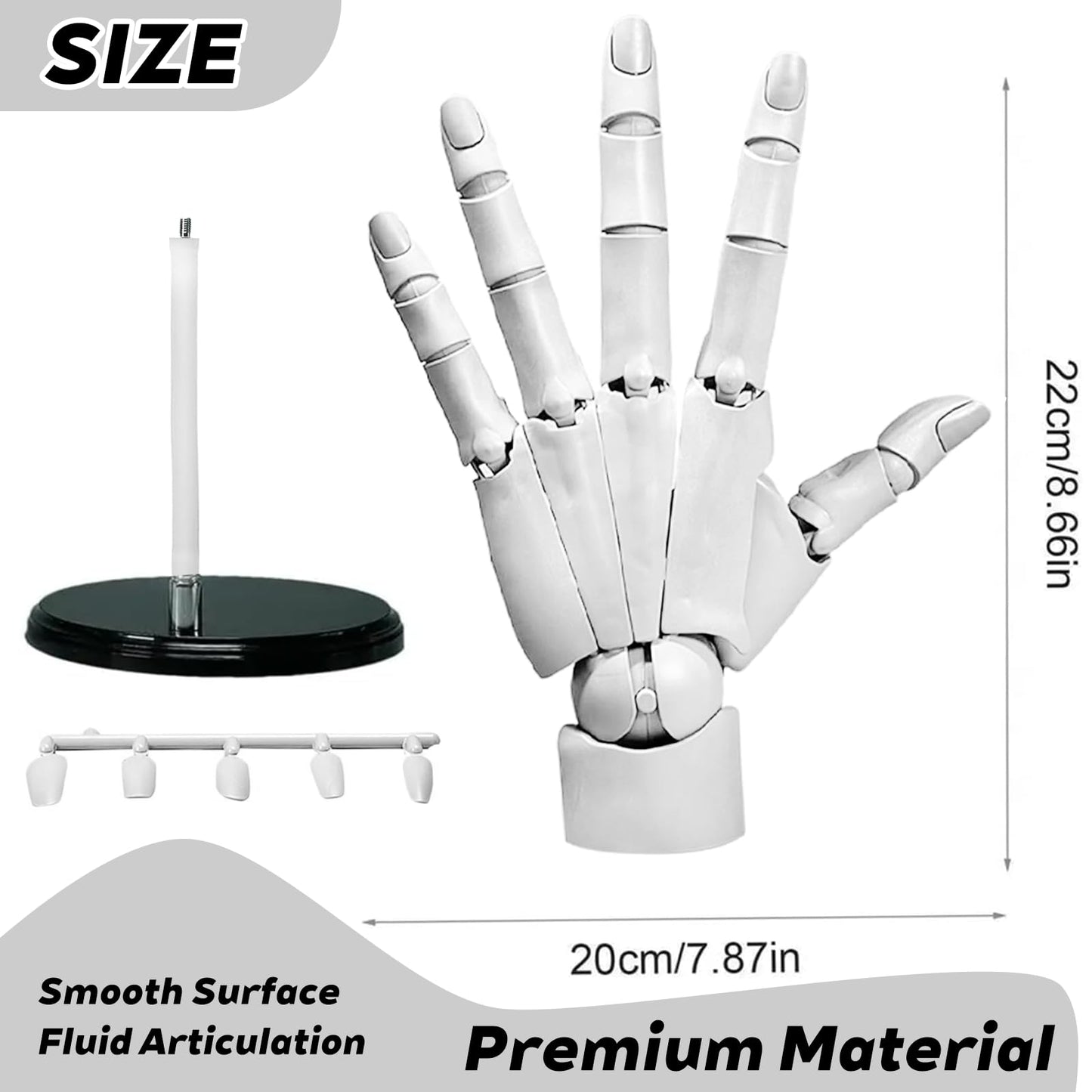 Flexible Hand Model Adjustable Artists Manikin Hand Figure Poseable Art Mannequin for Drawing Mannequin Lively Manikin Figure Hand Model for Desk Decoration Sketching Painting (Left Hand-White)