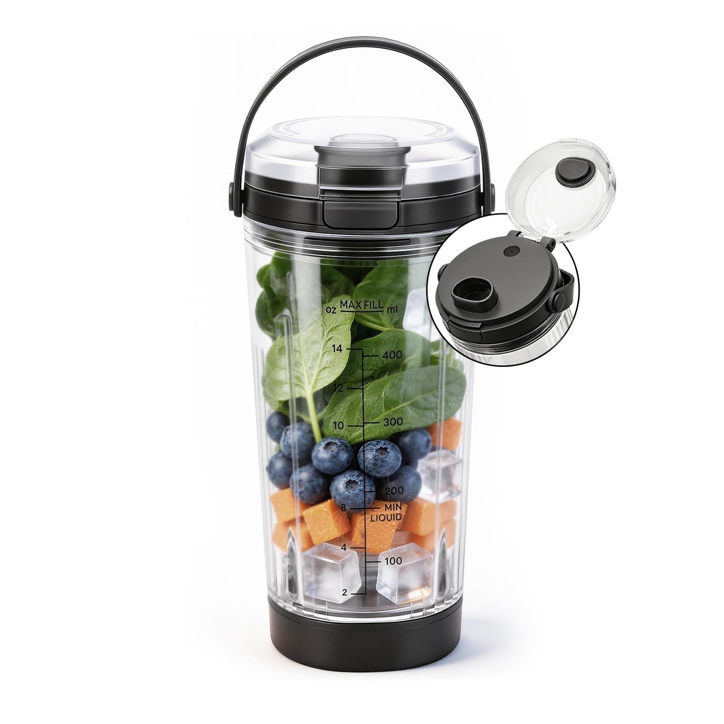 Replacement Cup for Ninja Blast Portable Blender,18 oz Vessel with Sip Lid & Base Cap, BPA-Free, Dishwasher Safe, Compatible with Ninja Blast Portable Blender BC100 Series BC151 Series Series