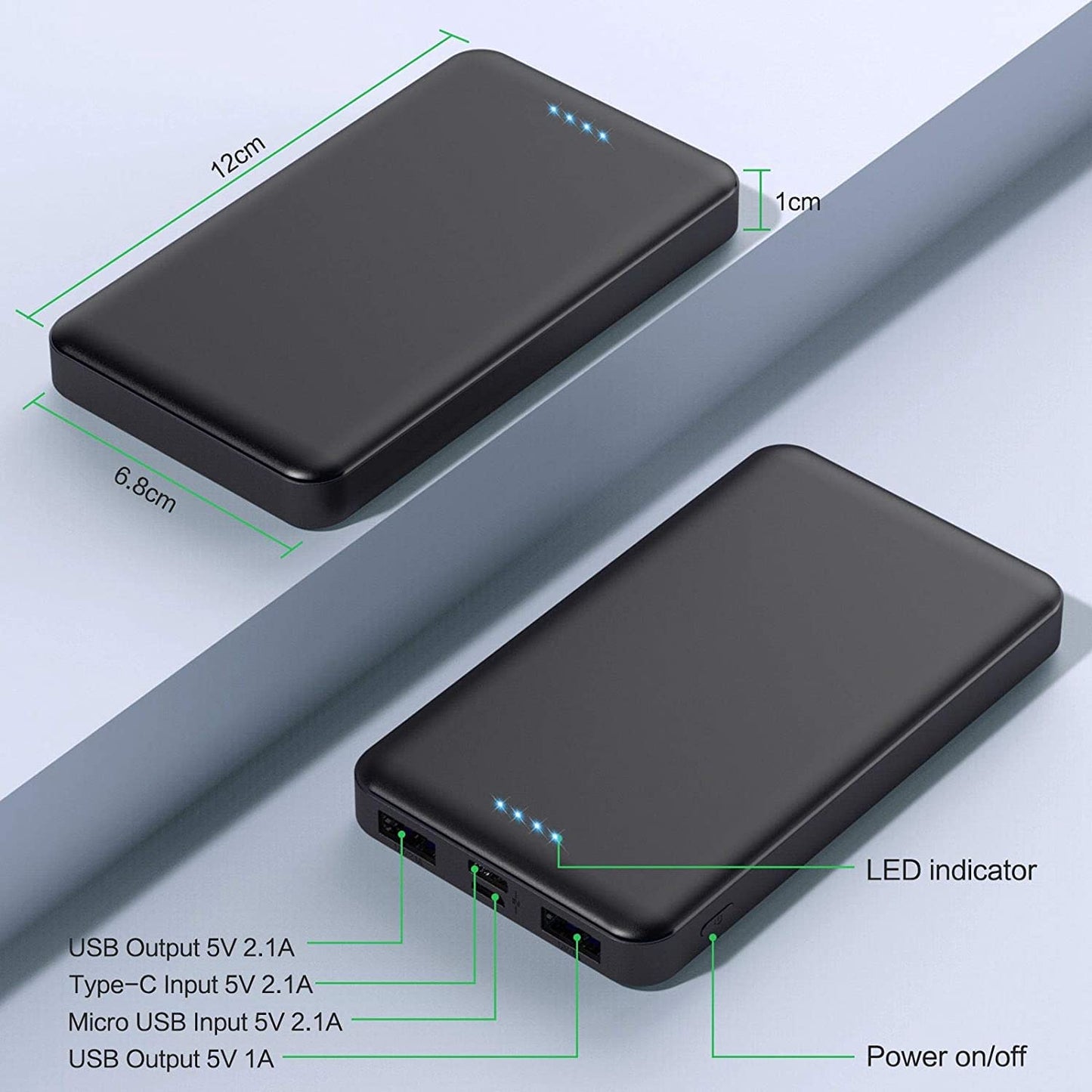[2 Pack]Portable Charger Power Bank 10000mAh,Slimmer USB C in&Out Fast Charging Portable Phone Charger,Travel Essentials Backup External Battery Pack for iPhone 17/16/ 15/14/13/12,Galaxy S24,Android