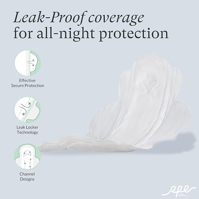 100% Large Organic Pads for Women, Ultra Thin Heavy Flow Sanitary Pads with Wings, Unscented Cotton Pads Menstrual, Super Absorbency Feminine Pads Extra Coverage Period Pads (Large, Size 4, 48ct)