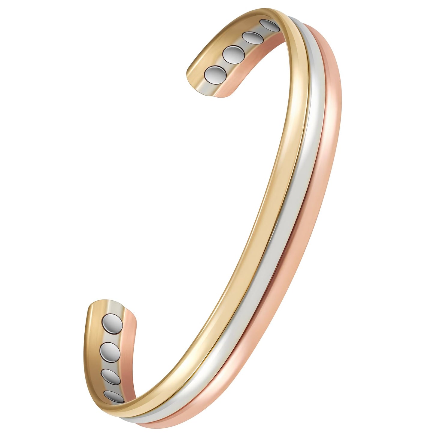MagSølv Copper Magnetic Bracelets, 99% Pure Copper Bracelet for Women with 3500 Gauss, Adjustable Tricolor Gold Jewelry Gift
