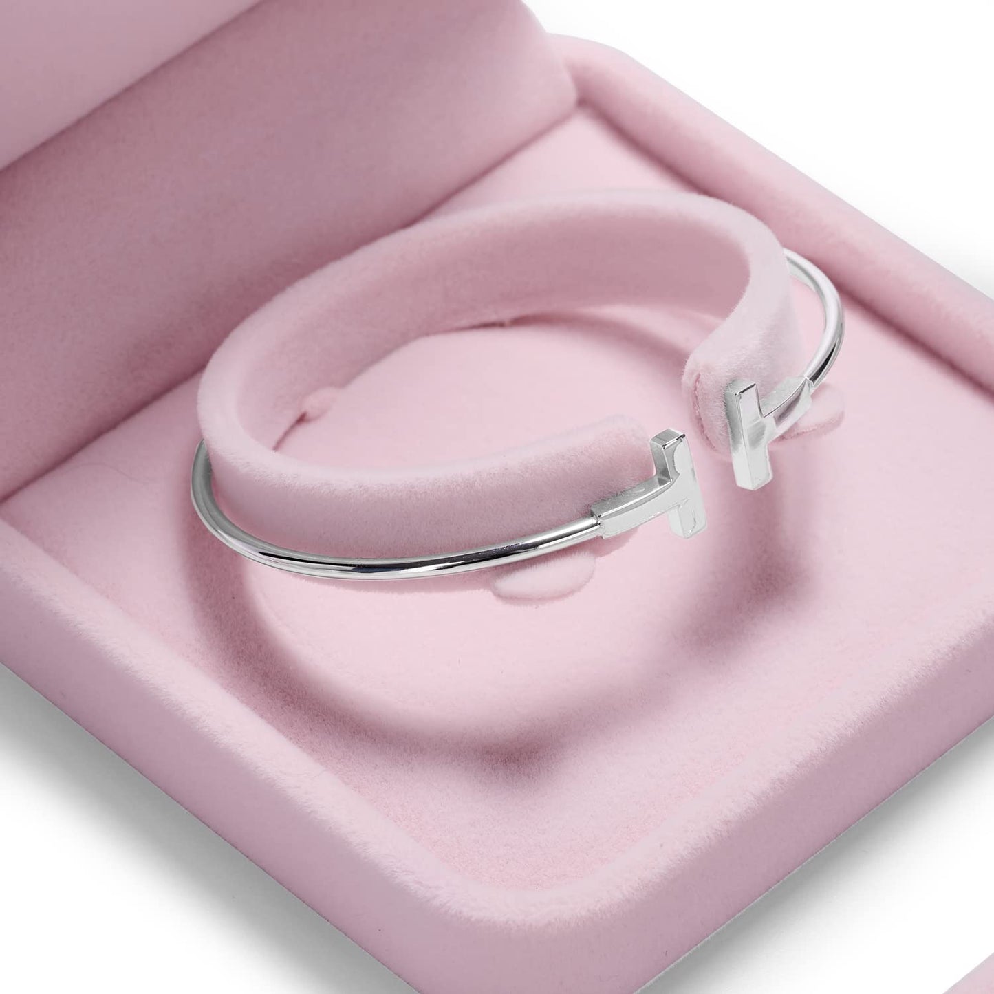 Oirlv Pink Velvet Bangle/Bracelet Gift Box Jewelry Storage Box Accessories Case