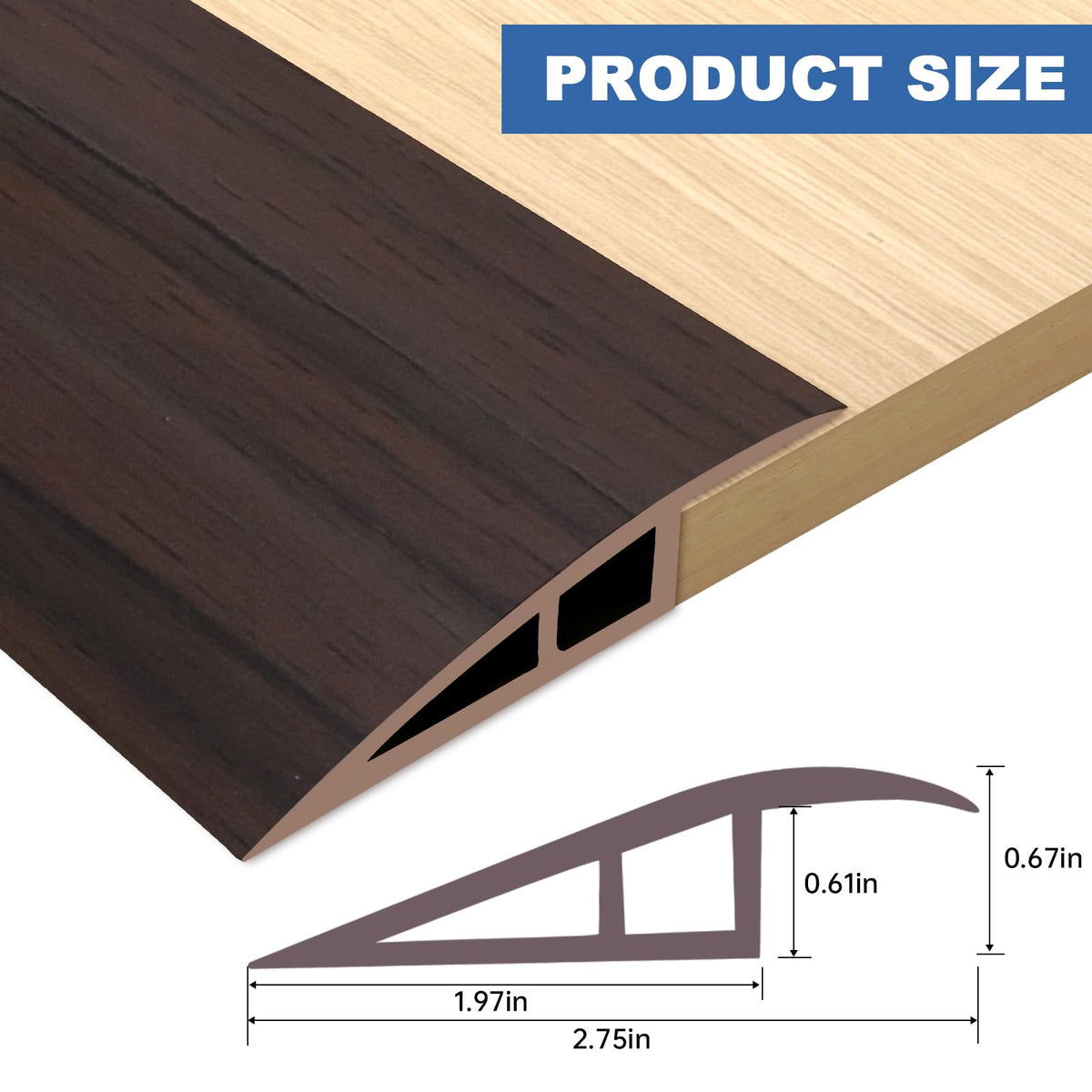 Vinyl Floor Transition Strip Self Adhesive Door Threshold Strip (3.3 Foot)