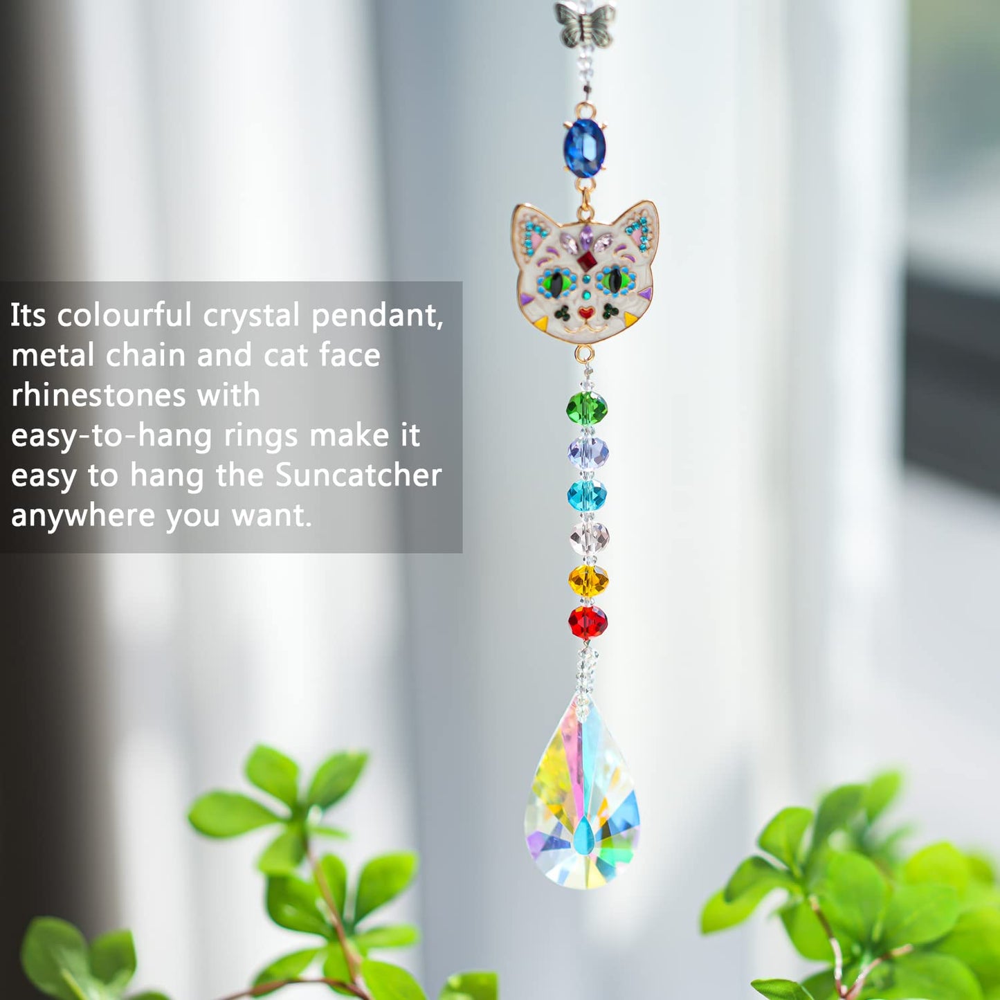 H&D Crystal Rhinestones Suncatcher Window Hang Pendant, Rainbow Maker, Christmas Tree, Garden, Wedding Decoration