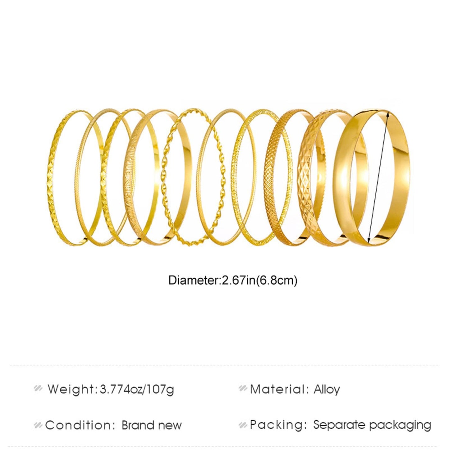 FUNOJOY Bangle Bracelets for Women,14K Gold Plated Boho Indian Multi Stackable Bangles For Women Jewelry Gifts