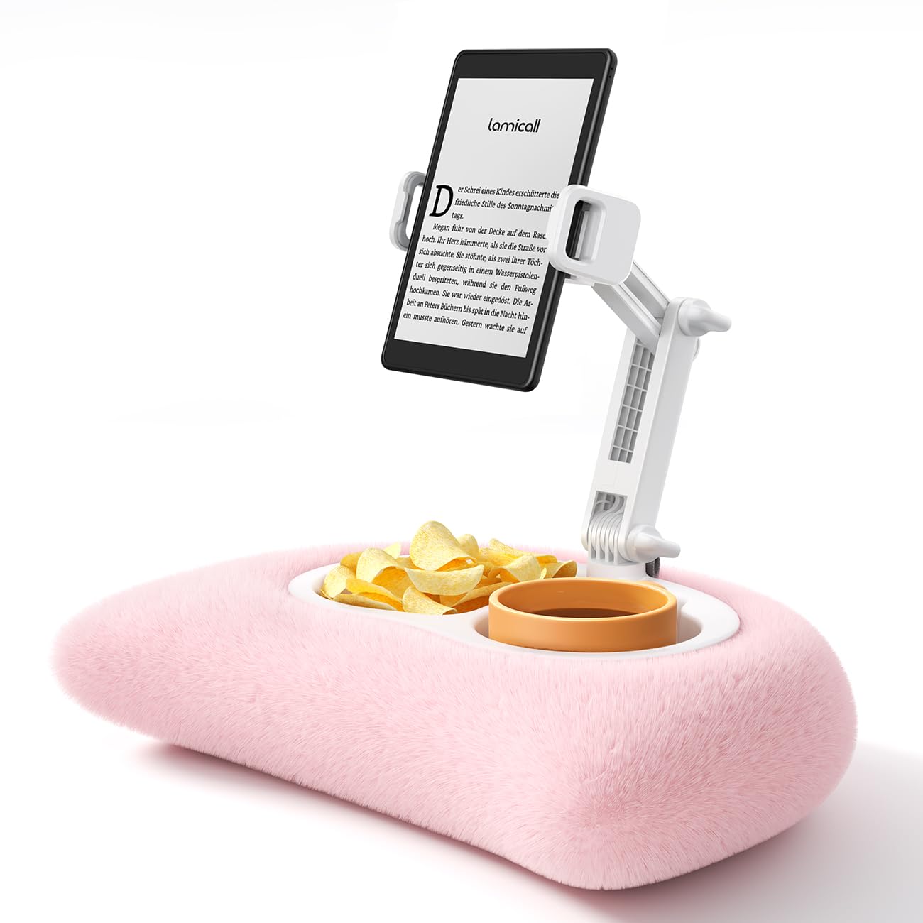 Lamicall Kindle Holder Tablet Pillow Stand - [360° Adjustable Arm][Soft & Washable] iPad Lap Holder, Kindle Accessories for Reading in Bed, iPad Stand with Bowl for 4.7-13" Tablet, E-Reader, iPhone