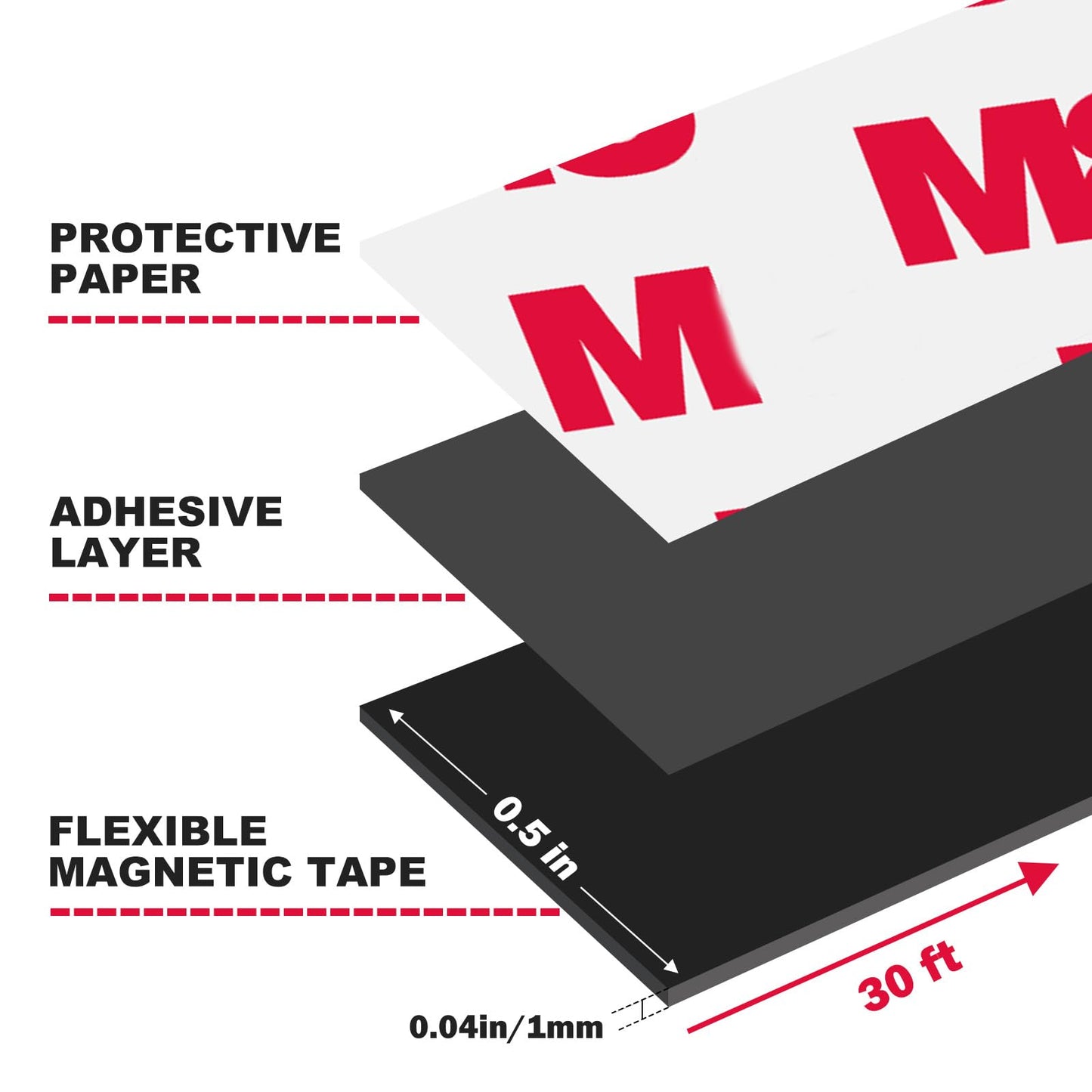 CHUNNIAO A+B Matched Magnetic Strips with Adhesive 2"x1"x0.04" (Pre-Cutting 96 Pcs),Adhesive Magnet to Magnets Stick Face to Face,Great for Bookmarks Craft