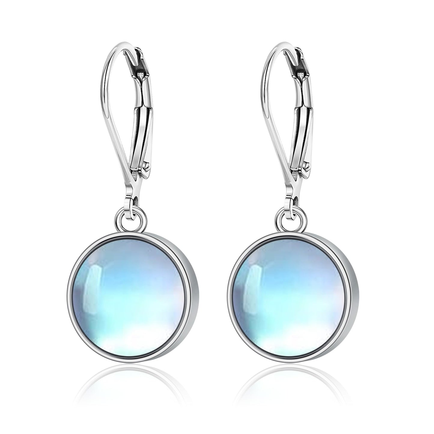 TALYKONG Moonstone Earrings for Women Circle Moonstone Dangle Drop Leverback Earrings for Women