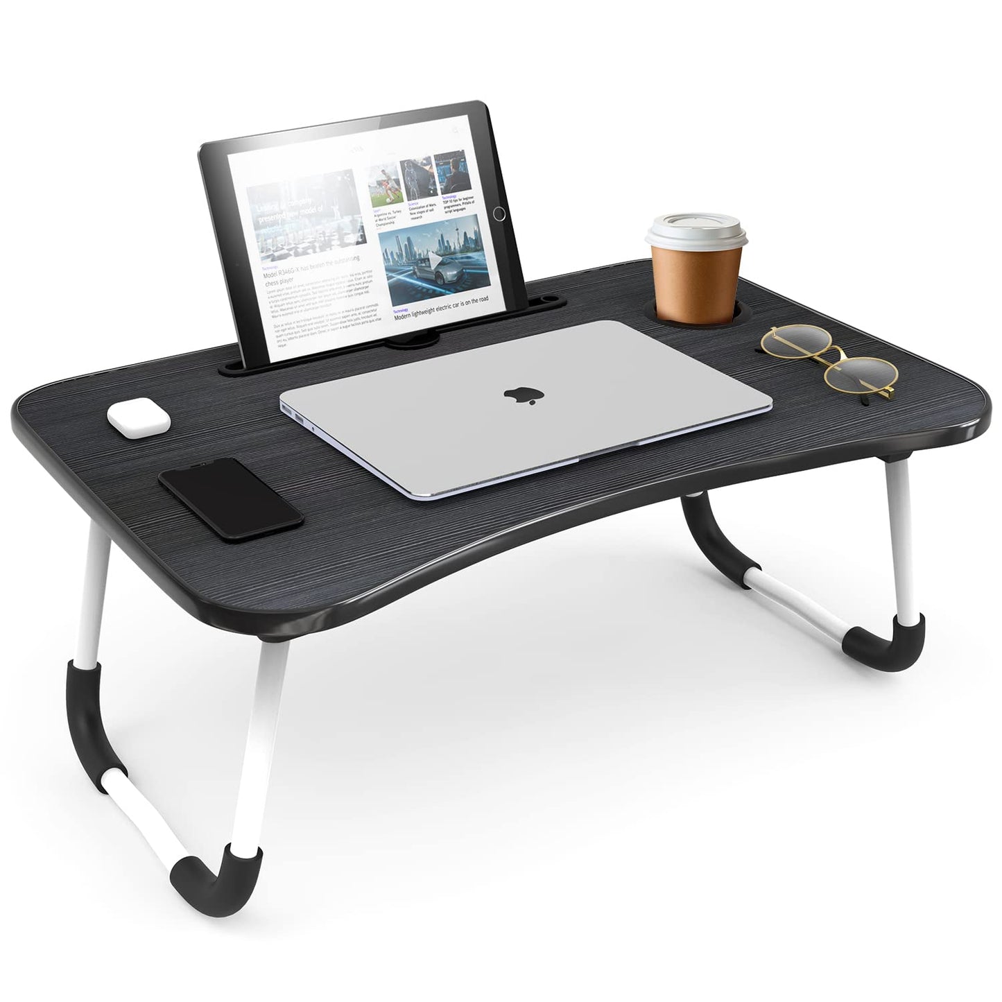 Laptop Bed Tray Table, Adjustable Laptop Stand, Portable Lap Desks with Foldable Legs, Reading Desk for Sofa Couch Floor - Large