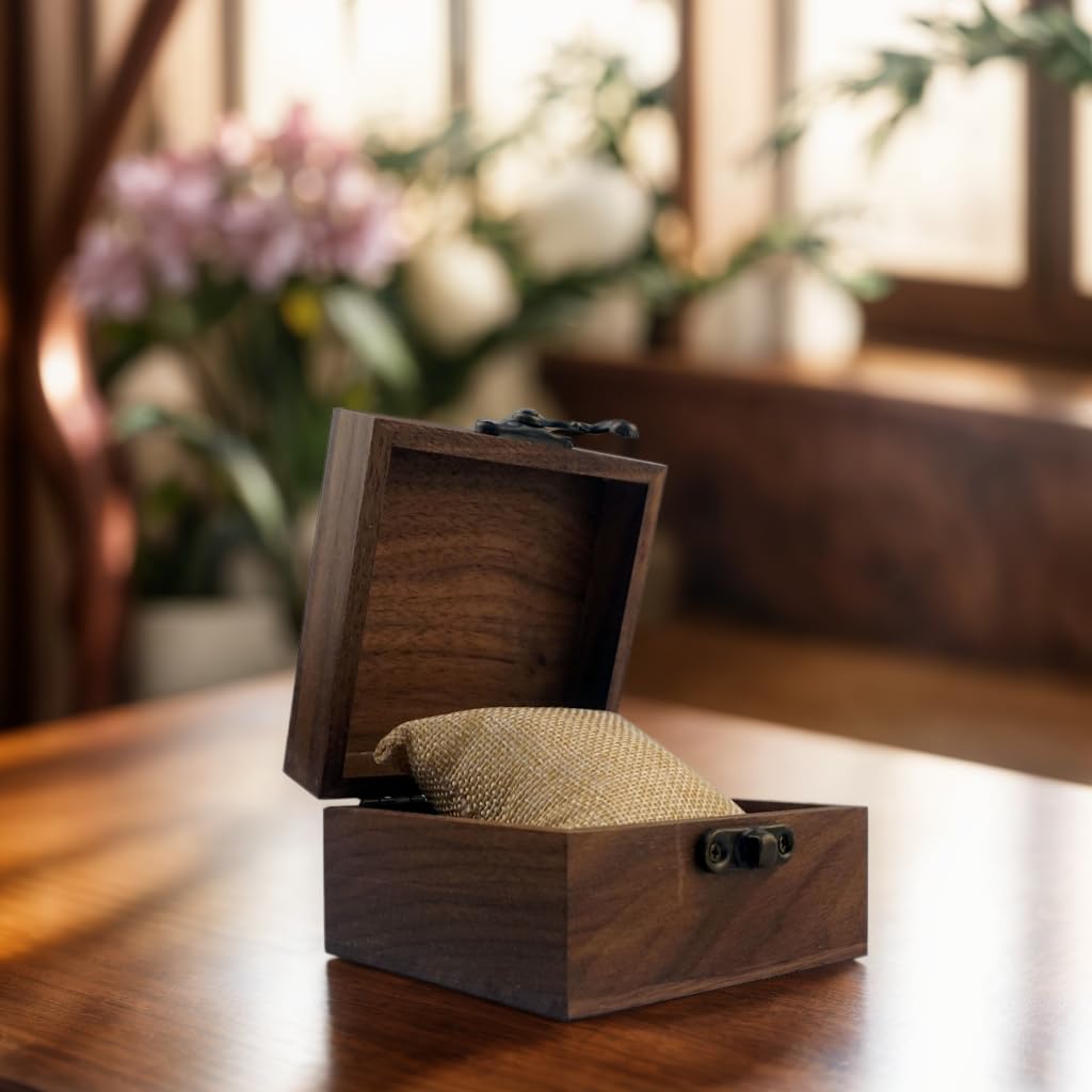 LONMAIX Walnut Wood Box for Crafts, Jewelry Box and watch box Wooden Keepsake Box Gift (Walnut)