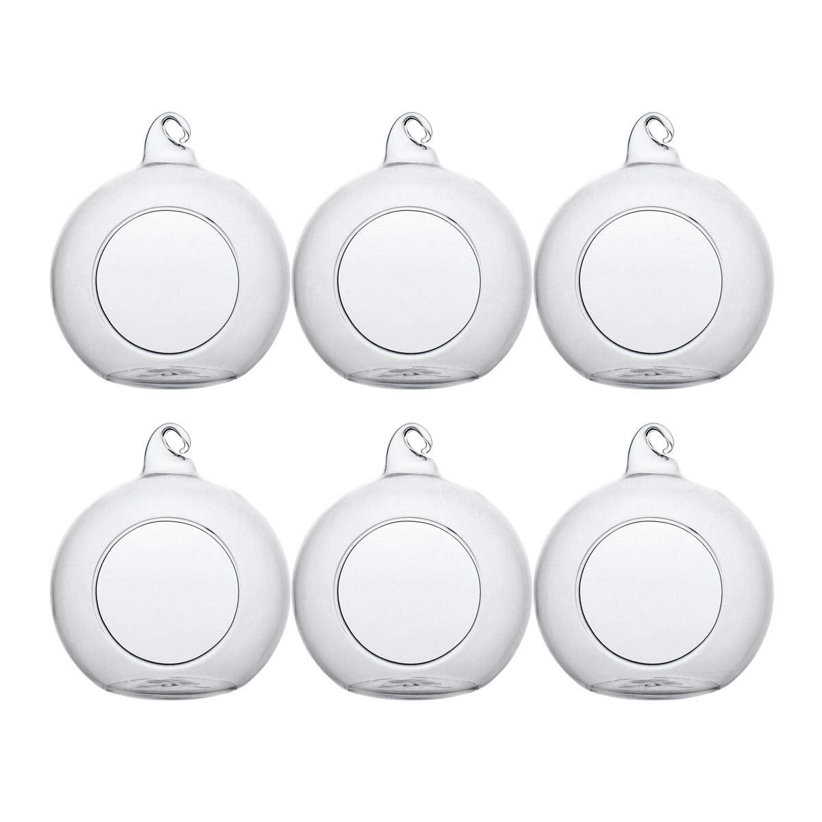 Ecosides 12 Pcs Hanging Glass Orbs Hanging Glass Globe Terrariums Without 2 Side Hole for Candle Holder, TeaLight Holder Candlestick for Wedding Decor