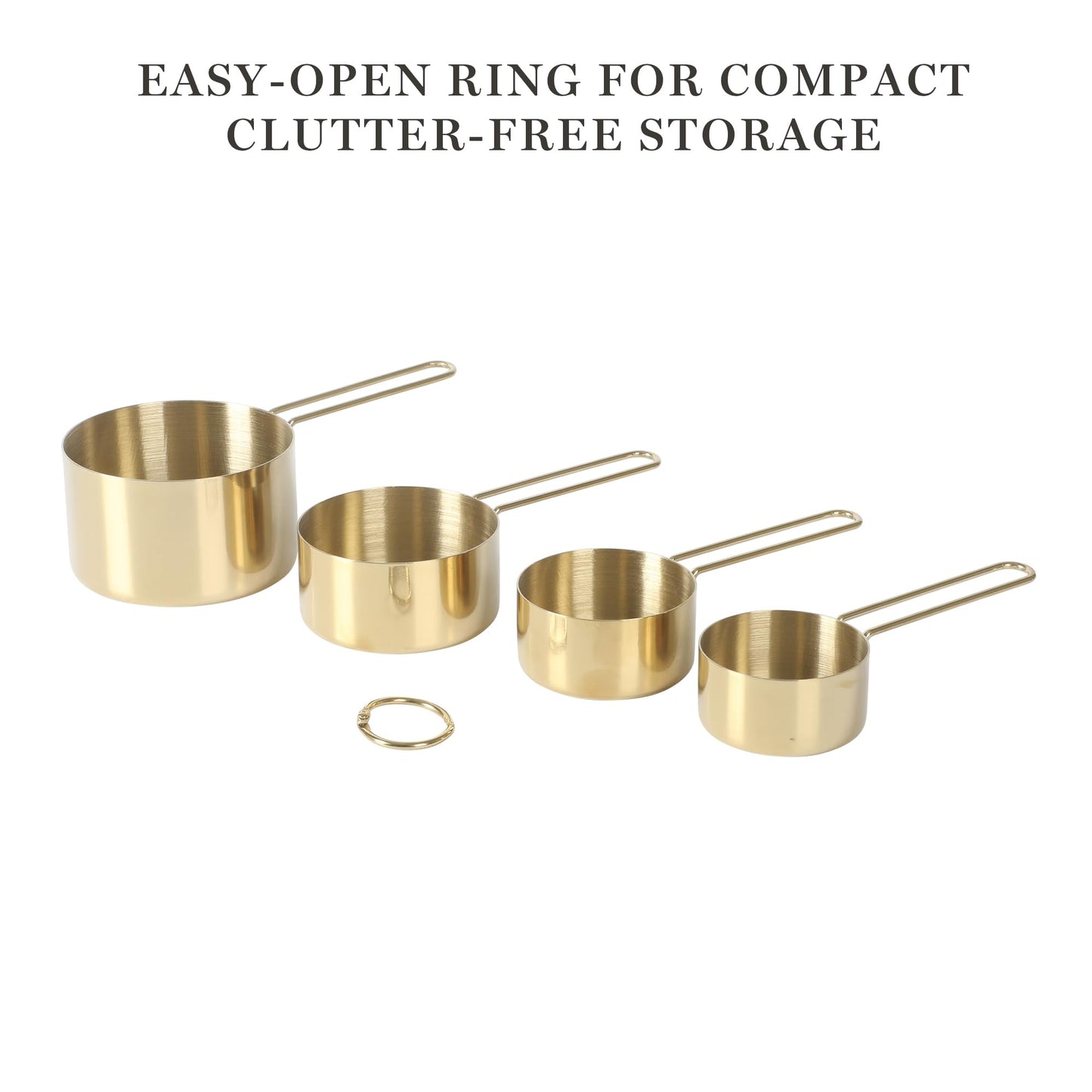 Martha Stewart Richburn 4-Piece Gold Stainless Steel Measuring Cup Set – Durable and Stylish Kitchen Measuring Tools for Baking and Cooking
