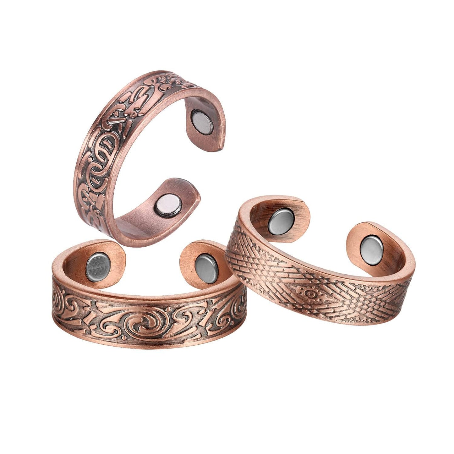 BioMag 3Pcs Lymphatic Drainage Copper Ring for Men Women, 99.99% Pure Copper Magnetic Rings, Jewelry Box