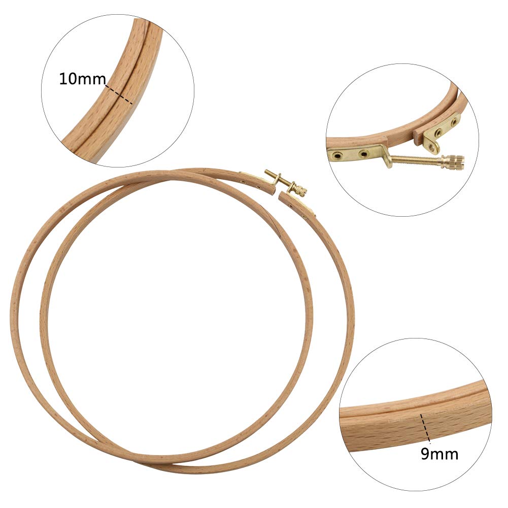 2 Pack 7 Inch Embroidery Hoop, Guofa 18CM Beech Wood Cross Stitch Hoops, Decorative Hanging Embroidery Frame for Needlepoint Sewing Project
