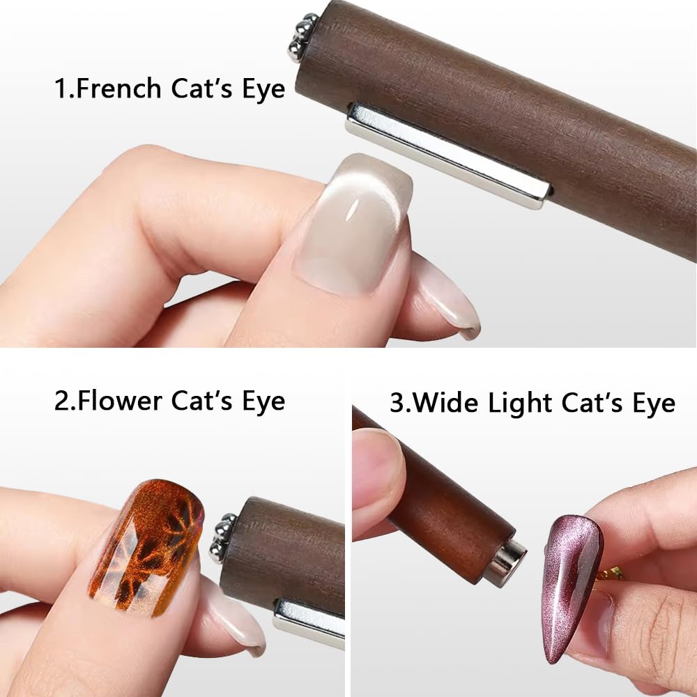 YECIRALA 64pcs Cat Eye Nail Magnet Set For Nails Magnetic Nail Polish Magnet Mini Beads Blocks 3 In 1 Cat Eye Magnet For Nails Water Wave Checkered Floral Cat eye Nail Design Tools For Nail Art