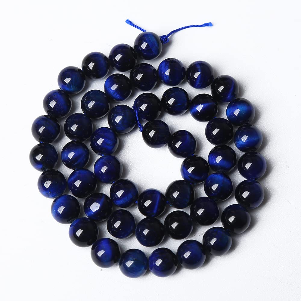 45PCS 8MM AAA Blue Tiger Eye Stone Beads Natural Gemstone Bead Crystal Healing Energy Jewelry Making DIY 15 inches (Blue Tiger Eye, 8MM)
