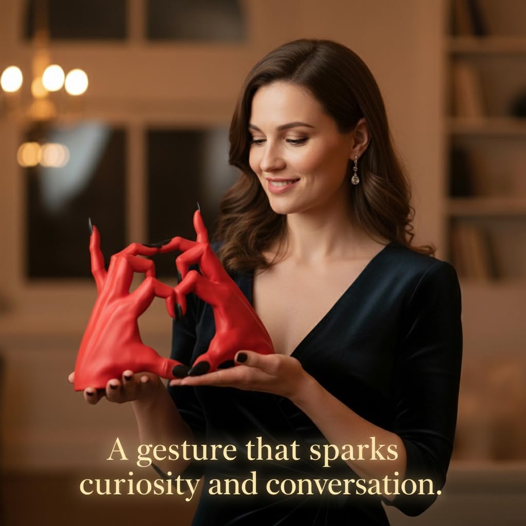zkulpture Devil Hands Gothic Resin Statue – Romantic & Alternative Unique Gift for Halloween or Valentine’s Day, Dark Home Decor – Design Patent Pending