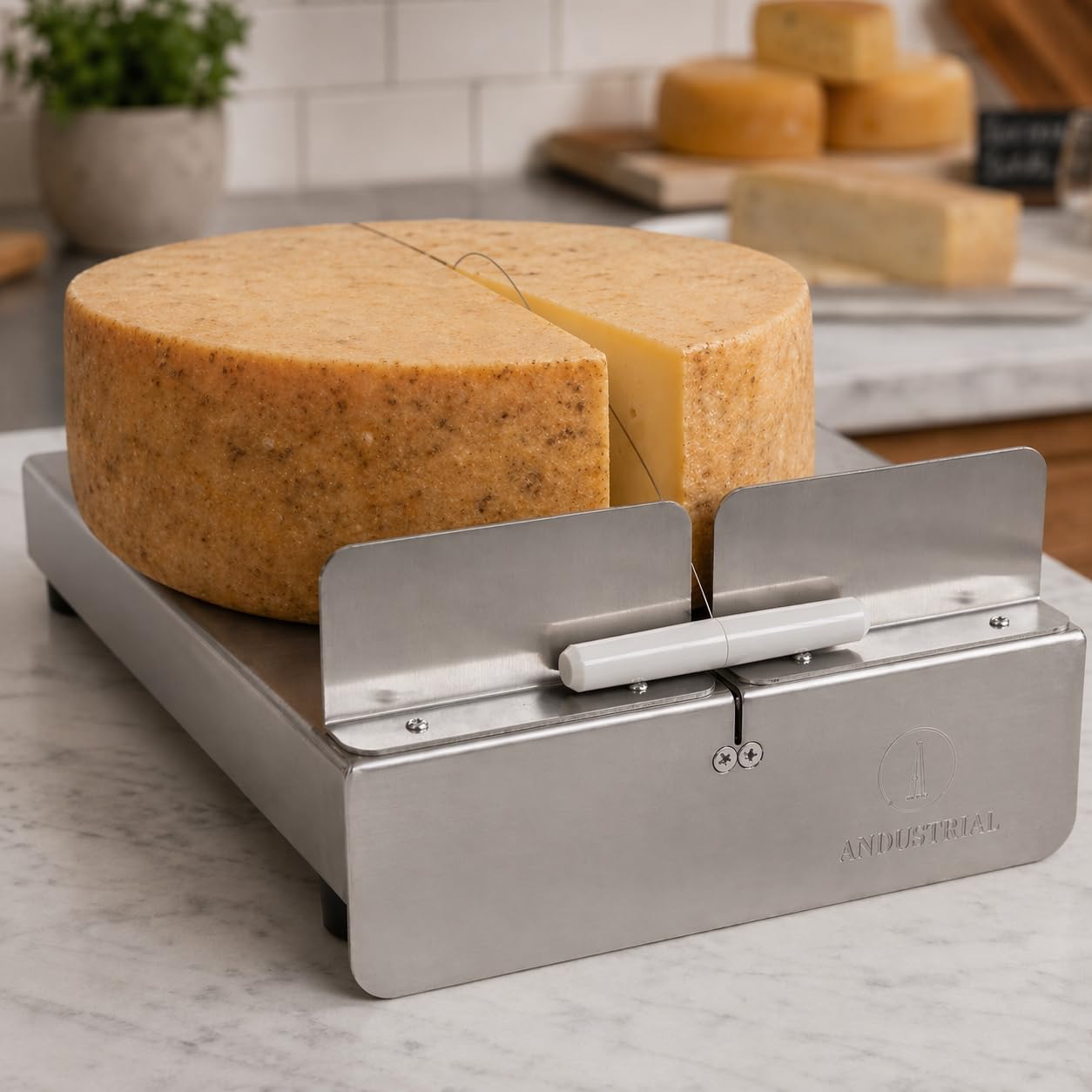 Cheese Stainless Steel Cutting Board And Replacement Wires - 6 Wires 24" + 2 Pairs of Handles + 1 Cheese Cutting Board, Silver