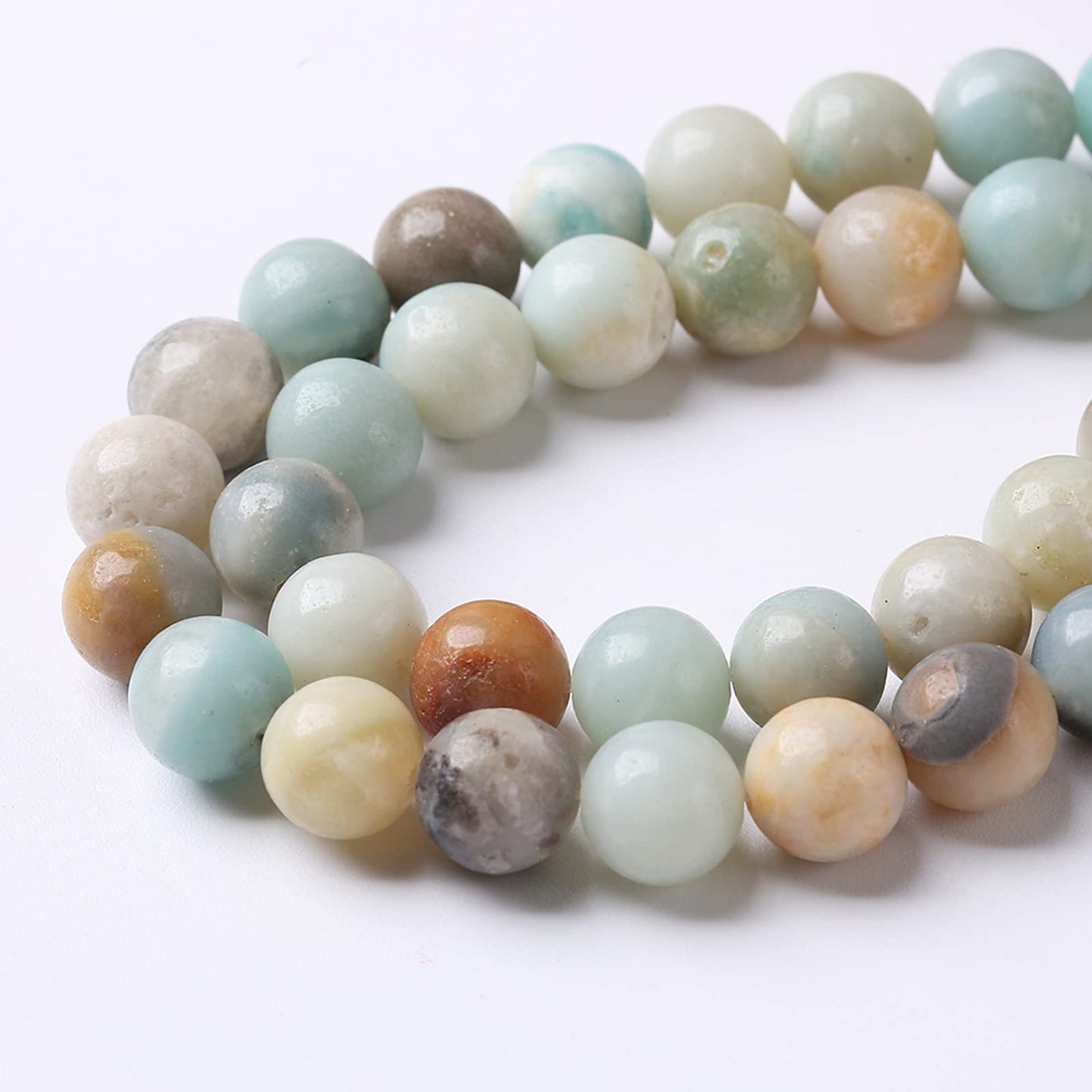 10mm 38pcs Natural Stone Beads Colorful Amazonite Gemstone Round Loose Beads for Jewelry Making DIY Bracelet Necklace Earrings15 Inch