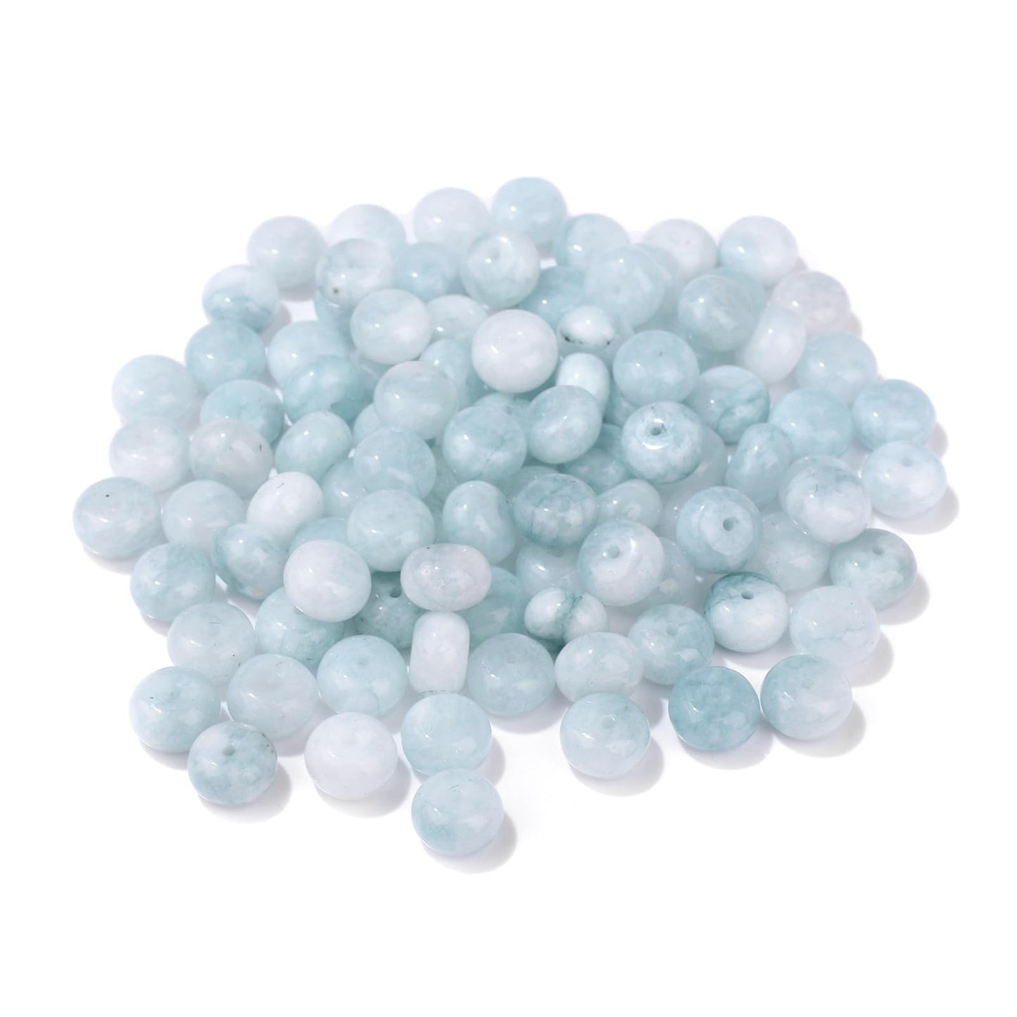 Raicegs 100pcs 5×8mm Rondelle Aquamarine Beads Natural Gemstone Beads Abacus Disk Stone Loose Beads for Jewelry Making DIY Bracelets Necklace