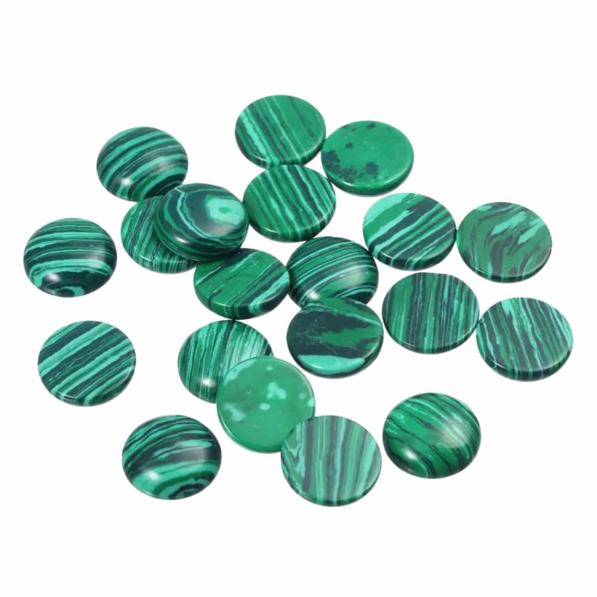 20pcs 12mm Natural Stone No Hole Malachite Semicircle Smooth Cabochons Beads Healing Chakra Crystal Stone Bead for Jewelry Making Rings Earrings Necklace Bracelet DIY Crafts
