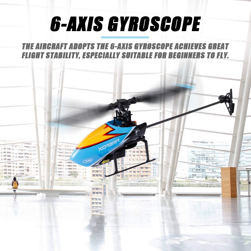 GoolRC C129 RC Helicopter for Adults, 4 Channel 2.4Ghz Remote Control Helicopter with 6-Axis Gyro, Aileronless RC Aircraft with Altitude Hold and 3 Batteries (Blue)
