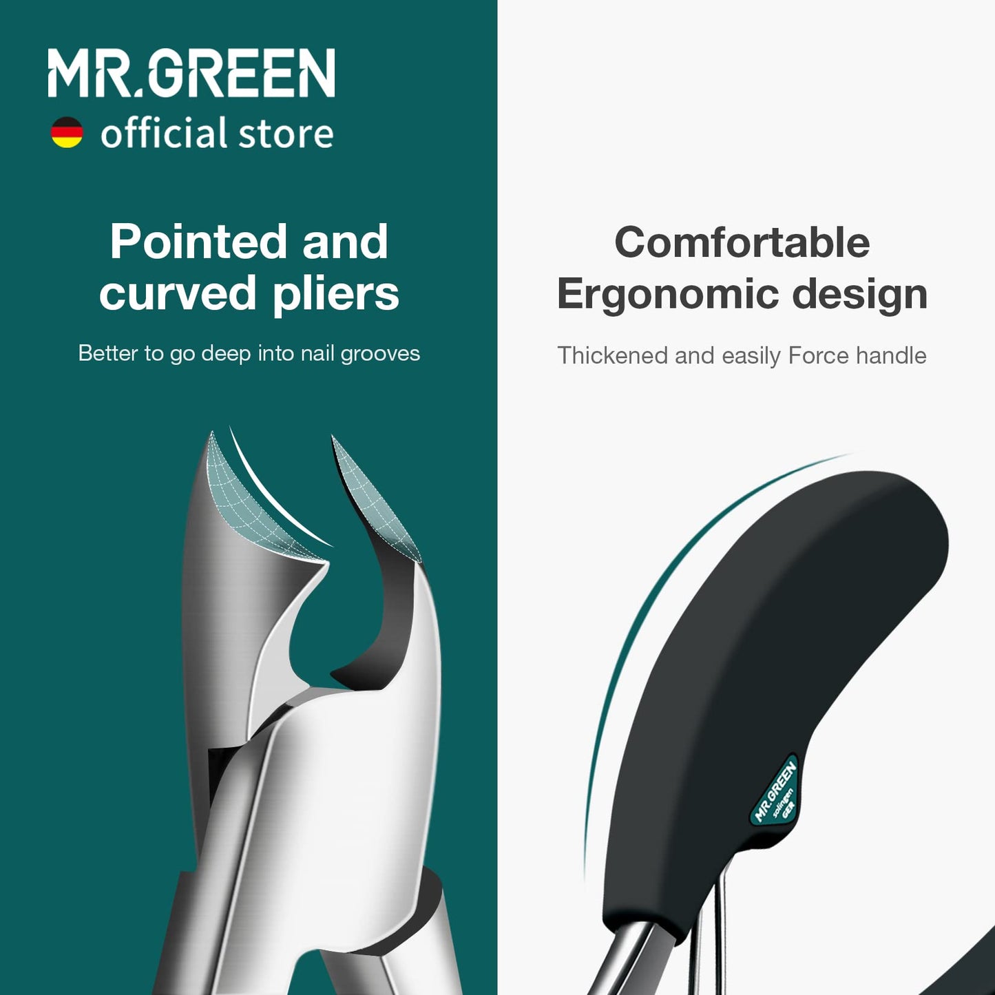 MR.GREEN Toenail Clipper Stainless Steel Ingrown Nail Cutter Good at Cutting Thick and Hard Nails Pedicure Tools (Black)