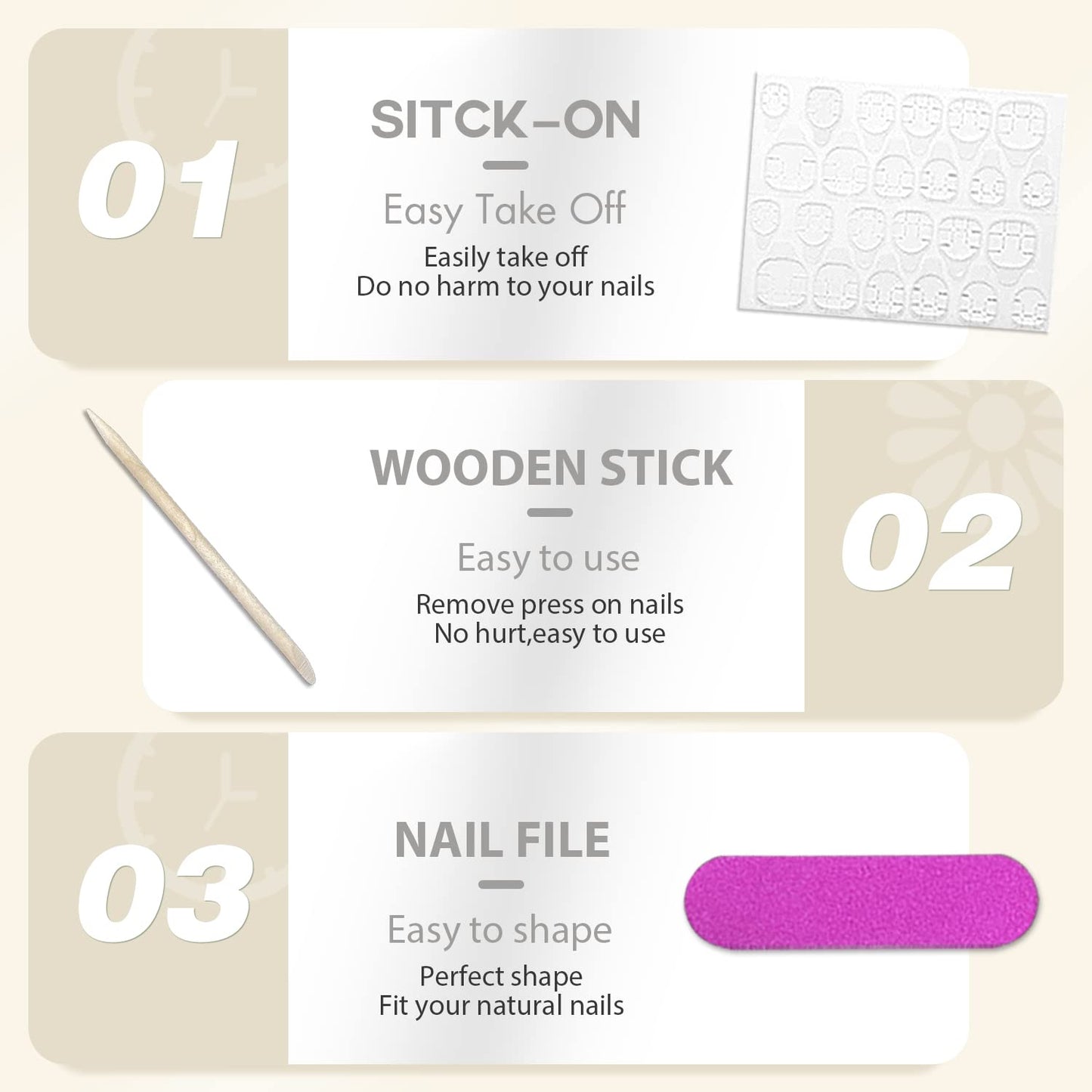 Solid White Press On Nails Short Square, Natural Gel Nails Glue on Fall Colors 2025 Trendy Acrylic Nails Press ons Featured Protective Coat Thick Reusable Fake Nails 24Pcs Short Coffin Nails