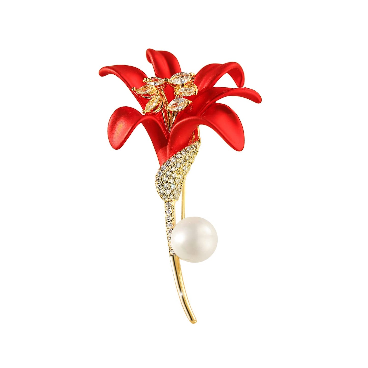 AILONMEI Floral Series Brooch Pins For Women Fashion Costume Pearl Flower Designer Broach & Pins Jewelry Christmas Gift (Lily)