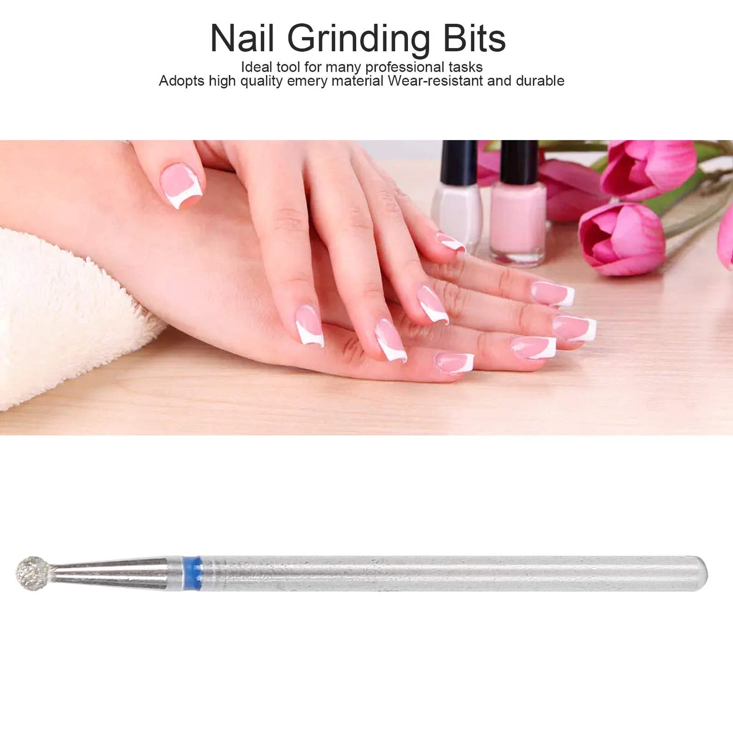 Practical Nail Drill Bits, 50Pcs Nail Polishing Grind Head Replacement Accessory Manicure Tool For Acrylic Gel Nails Cuticle Clean Pedicure (M2-2.3mm)