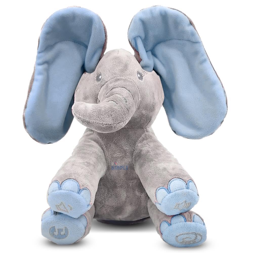 Dimple Kyle Peek A Boo Elephant Toy, Interactive Singing Stuffed Elephant Plush with Moving Ears, Musical Stuffed Animal for Babies and Toddlers, Adorable Baby Toy