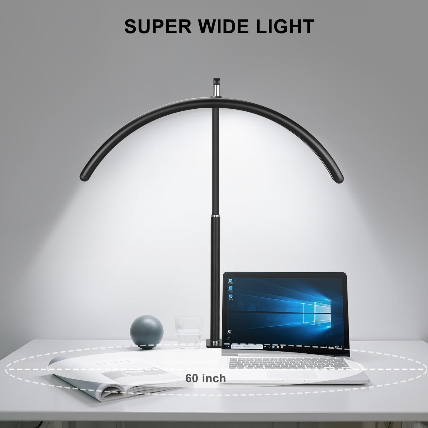 ZEKAHOV Professional Half Moon LED Desk Light for Nail Techs & Artists – Flexible Gooseneck Arch Table Lamp with Clamp, 5 Color Modes & 5 Brightness Levels for Manicure, Tattoo, Beauty Work