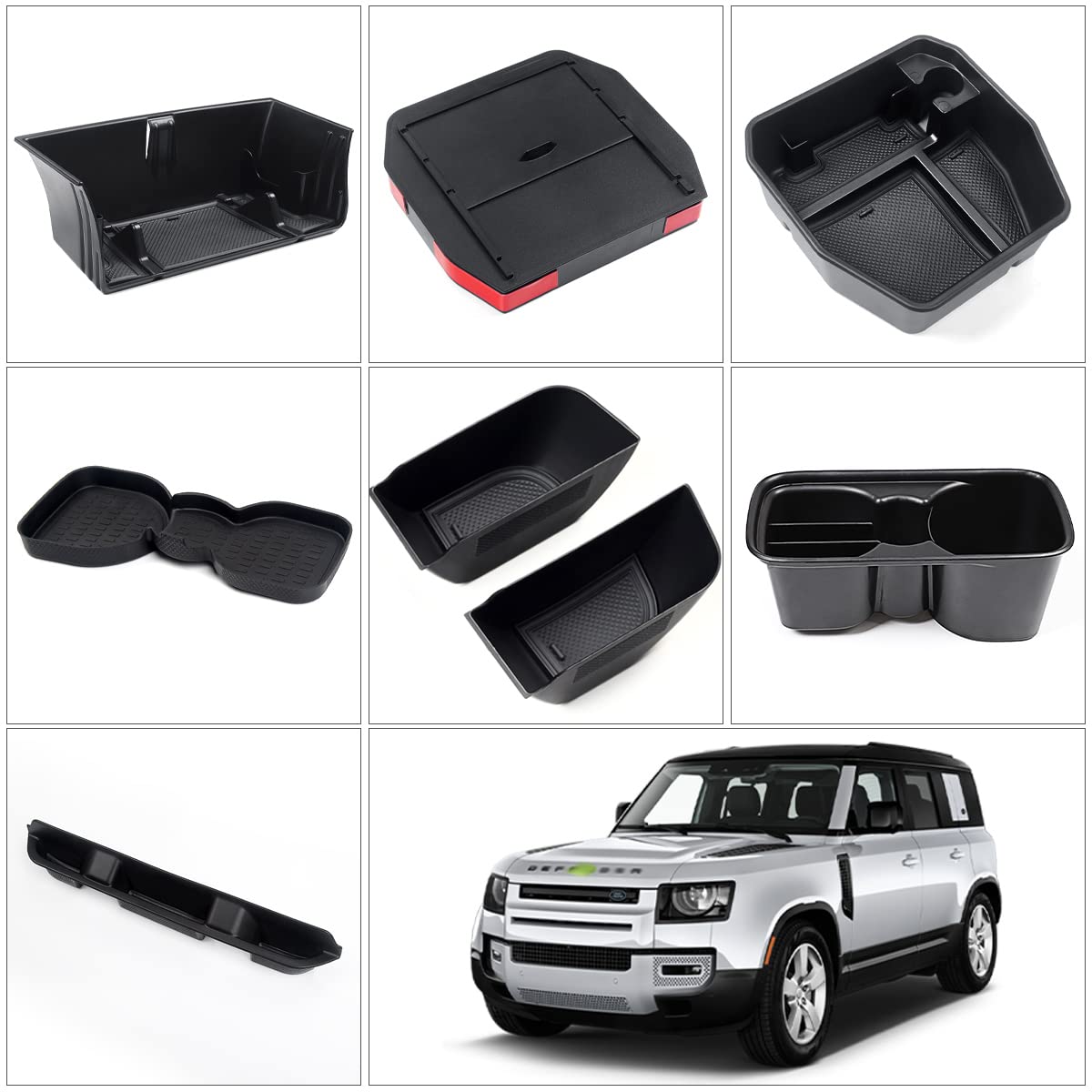 Karltys Center Console Hidden Organizer for Land Rover Defender Accessories Defender 90 110 130 2020-2025 2026 Armrest Hidden Storage Box Compartment