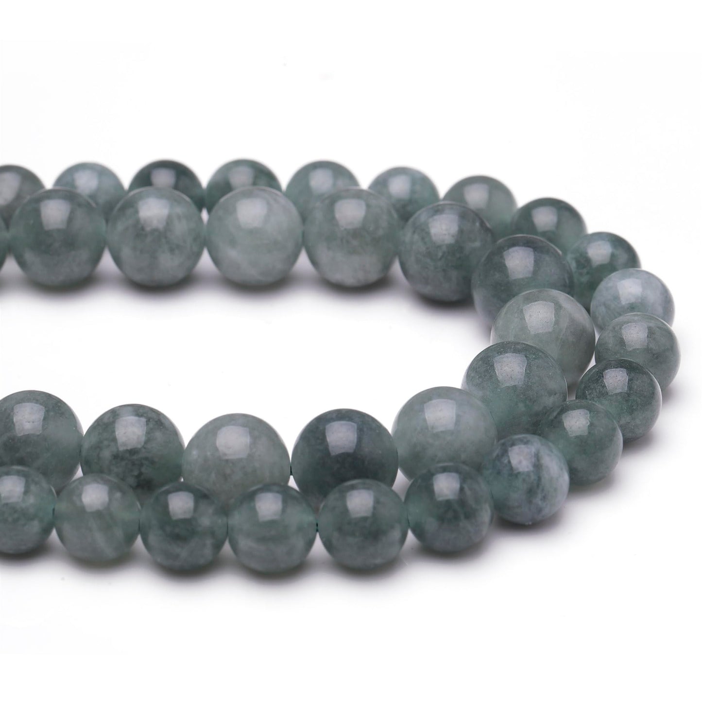 Chicager Natural Jade Beads for Jewelry Making,8mm Blue Jadeite Polished Smooth Round Gemstone Beads for Bracelet Necklace 15 Inch