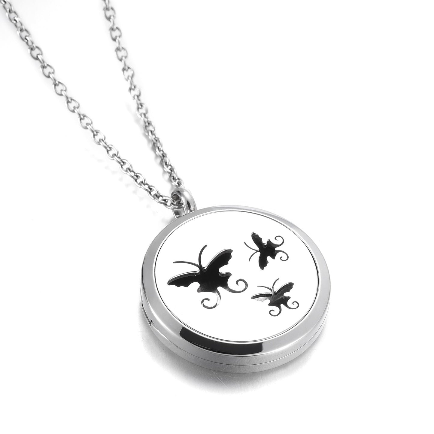 mingkejw Essential Oil Diffuser Necklace Aromatherapy Pendant Locket Jewelry Stainless Steel Perfume Necklace| 22’’ Adjustable Chain| 12 Refill Pads| Gift Box
