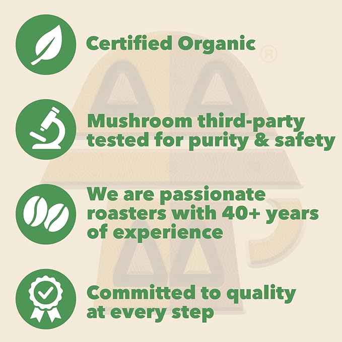 Harmonic Grounds Organic Cinnamon Medium Roast Mushroom Coffee | Organic Ground Coffee with Functional Mushrooms | Lion’s Mane, Reishi, Chaga, Cordyceps, Turkey Tail | Fruiting Body Only | 14 oz Bag