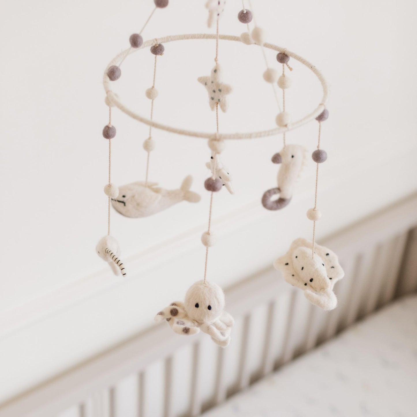 Pehr Classic Wool Felt Baby Mobile, Life Aquatic | Handmade Nursery Décor | Includes Gift Box | Ethical & Enchanting | 28” x 9”