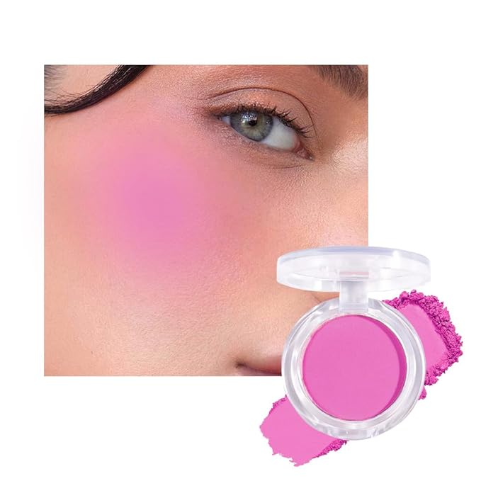 Matte Powder Blush for Cheeks – Long Lasting Natural Face Blusher Makeup, Lightweight Blendable Cheek Color for Women, Vegan & Cruelty-Free – #12 Deep Rose Pink