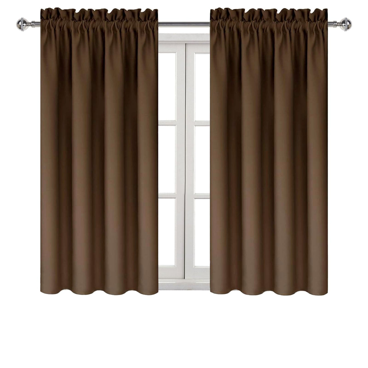Blackout Curtains for Bedroom Living Room 42 x 45 Inch Long Brown (2 Count)