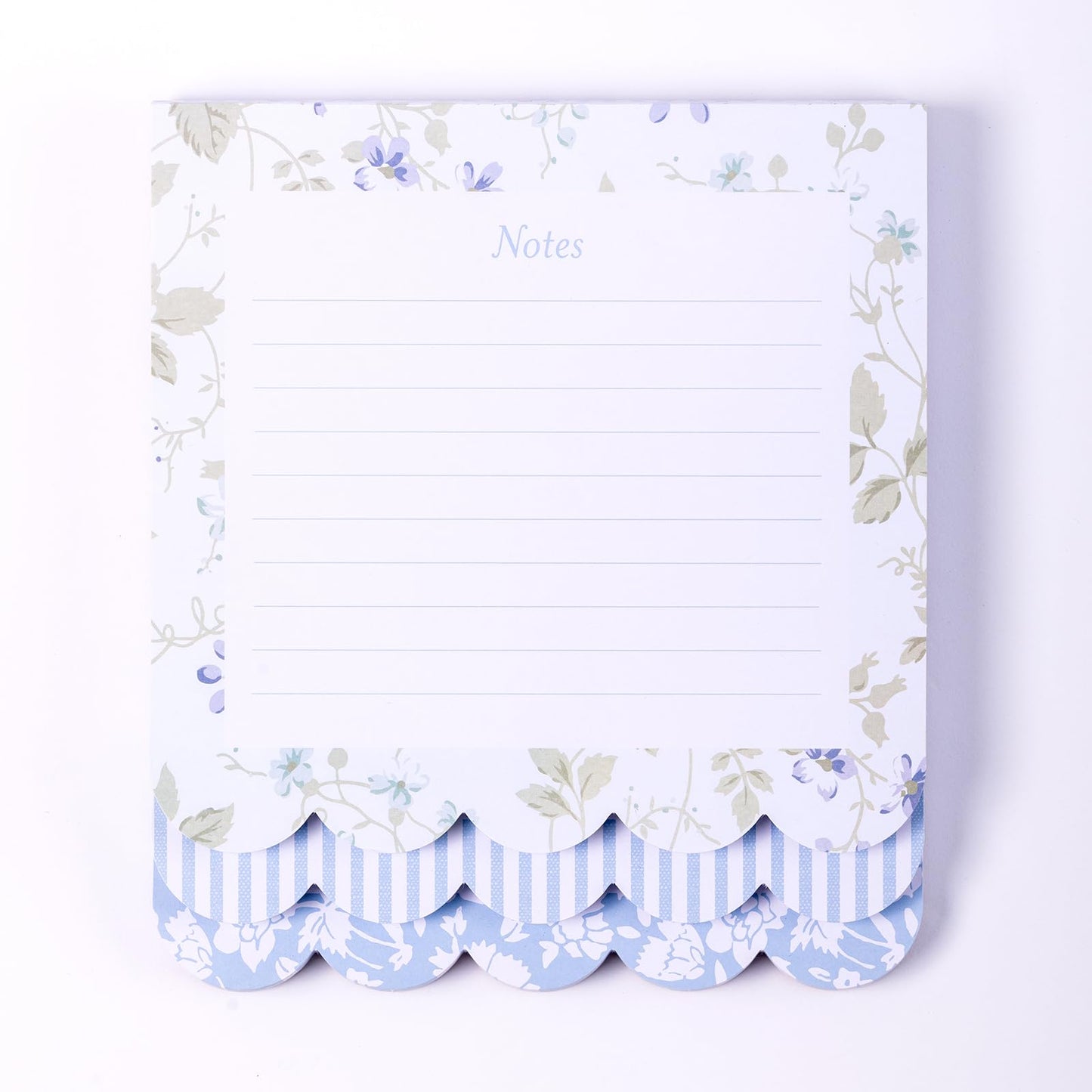 Laura Ashley 3-in-1 Scalloped Edge Layered Notepad – 6.5 x 7.5 Inch Writing Pad with 150 Lined Tear-Off Sheets, Elegant Heirloom Cottage Stationery, Glue-Bound with Sturdy Backboard